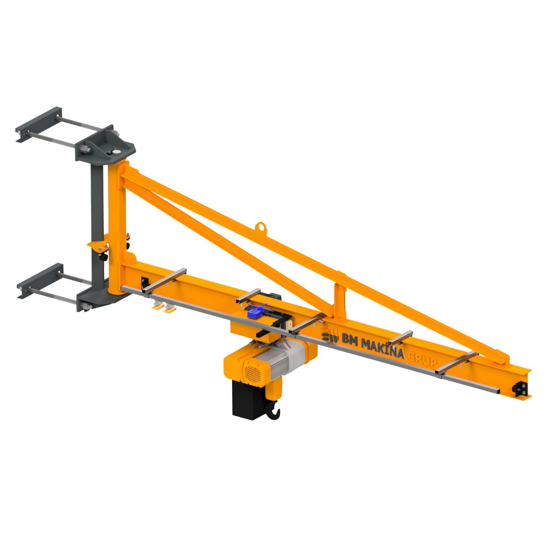 BM Makina BKB duvar pergel vinç sistemi - duvara montajlı çelik profil hafif kreyn